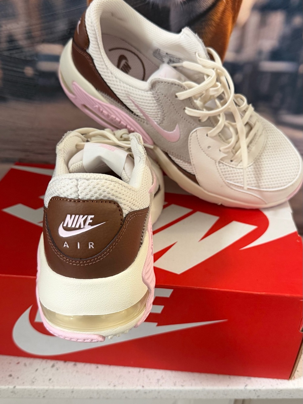 Nike Air Max Women's Sneakers - Cream, Brown & Pink Accents